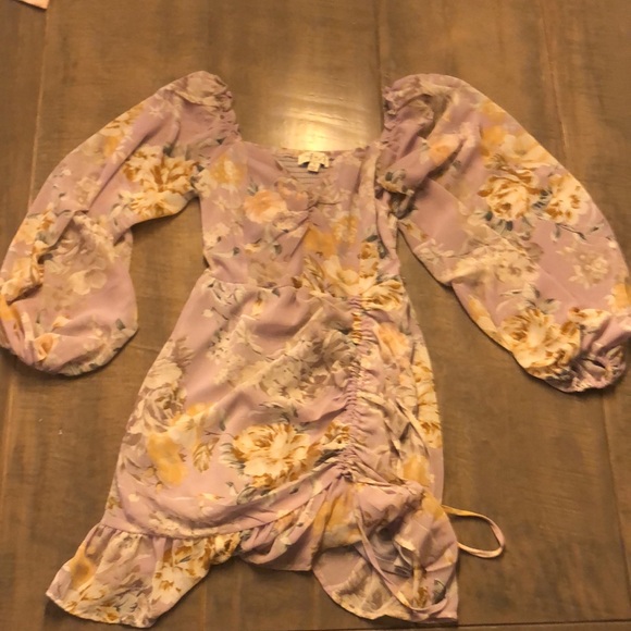 Lavender cocktail dress with flowers - Picture 3 of 3